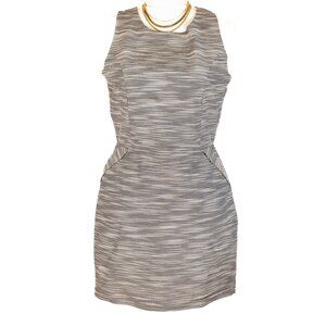 Aryn K Heathered Black/White Sleeveless Cocktail Dress w/ Open Mid Back, Size M